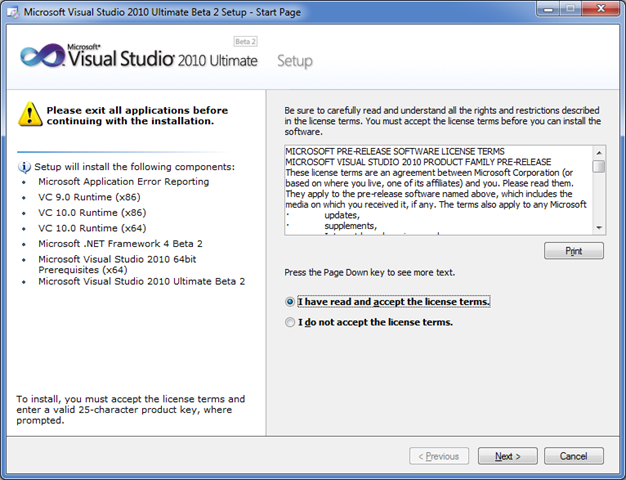 Download vs_setup.msi for visual studio 2010
